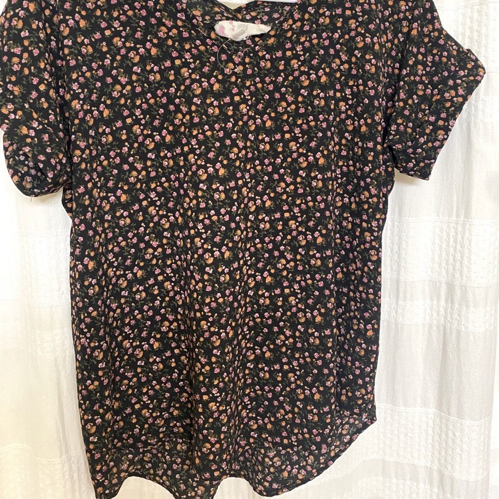 Black floral shirt
